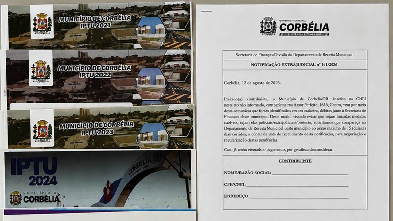 Corbélia tem cerca de R$ 8 milhões em tributos pendentes dos últimos cinco anos