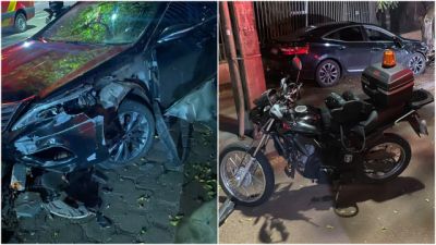 Adolescente sem CNH se envolve em acidente entre carro e moto em Cascavel
