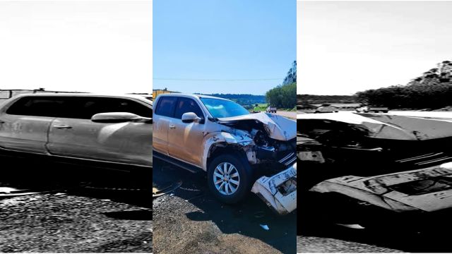 Colisão lateral entre caminhonete e caminhão é registrada na BR-163, em Capitão