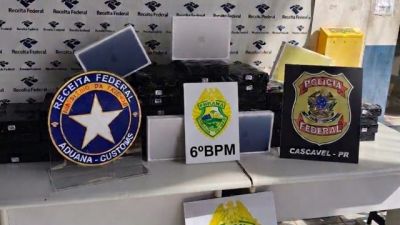 Operação conjunta apreende 60 equipamentos eletrônicos e prende duas pessoas na BR-467, em Cascavel
