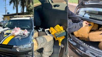 PRF apreende mais de 113 quilos de drogas e mercadorias em três ocorrências na BR-277, em Santa Terezinha de Itaipu