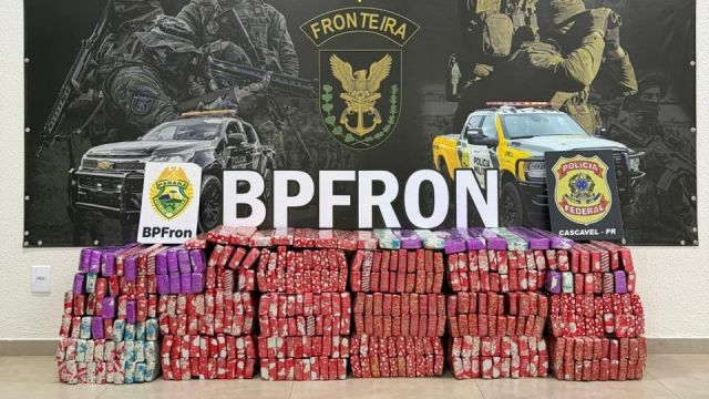 Ação conjunta apreende 277 kg de maconha e prende dois homens no Oeste do Paraná