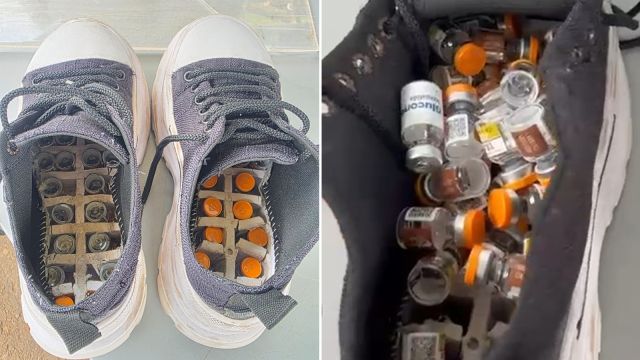 Tênis do Crime: Receita Federal encontra 56 emagrecedores escondidos em calçado de passageira na BR-277