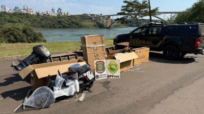 PF e PM apreendem embarcação com bicicletas elétricas após travessia clandestina no Rio Paraná