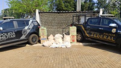 BPFRON e PF apreendem 1.250 pacotes de cigarros, espingarda e munições em Itaipulândia