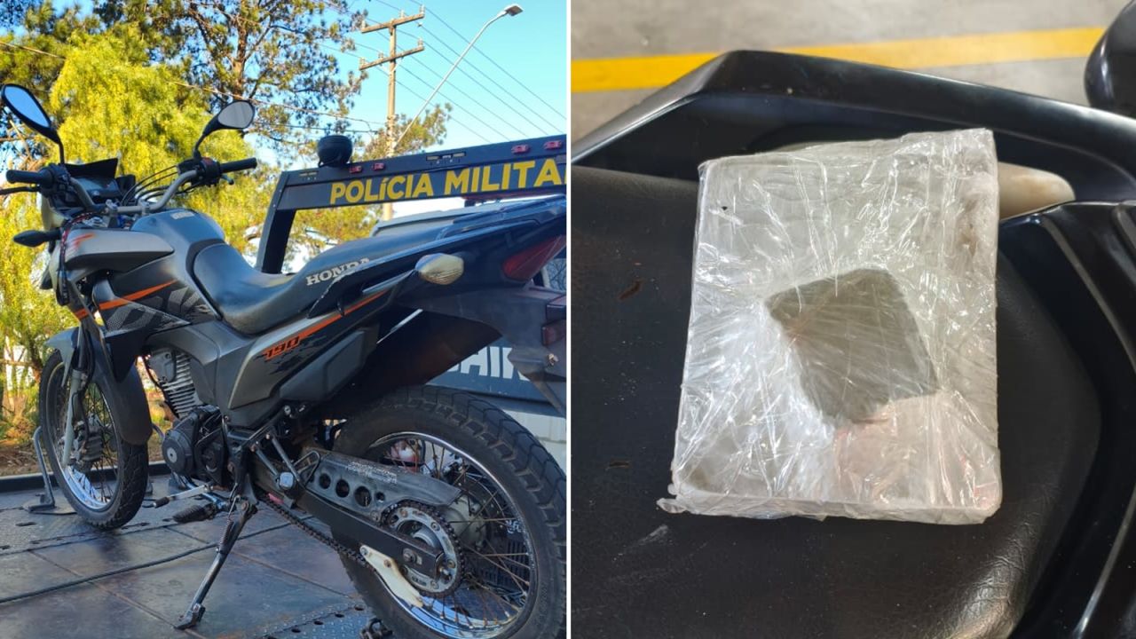 Dupla é presa com 810g de cocaína e motocicleta sem placa em Cascavel