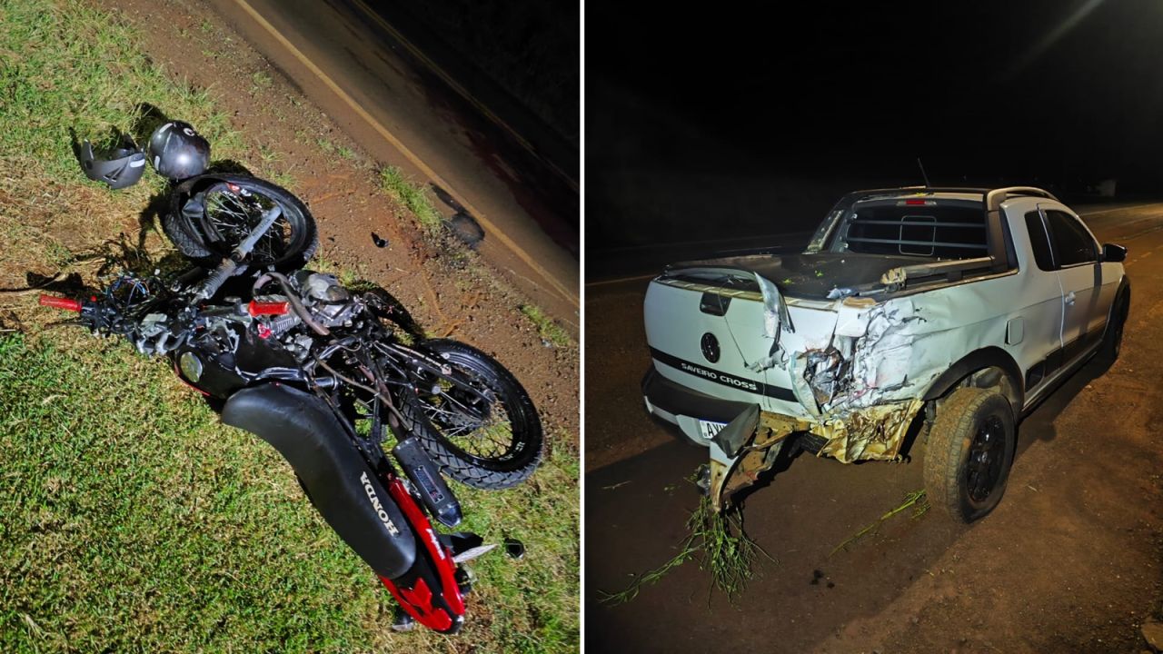 Motociclista morre após colidir na traseira de Saveiro na PR-495, em Pato Bragado