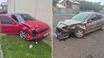 Golf bate em Peugeot após avançar preferencial e motorista é preso por embriaguez em Cascavel