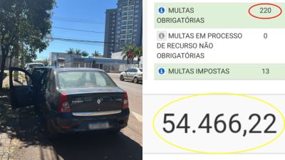 Motorista é abordado em veiculo com mais de 230 multas e dívida superior a R$ 54 mil em Cascavel