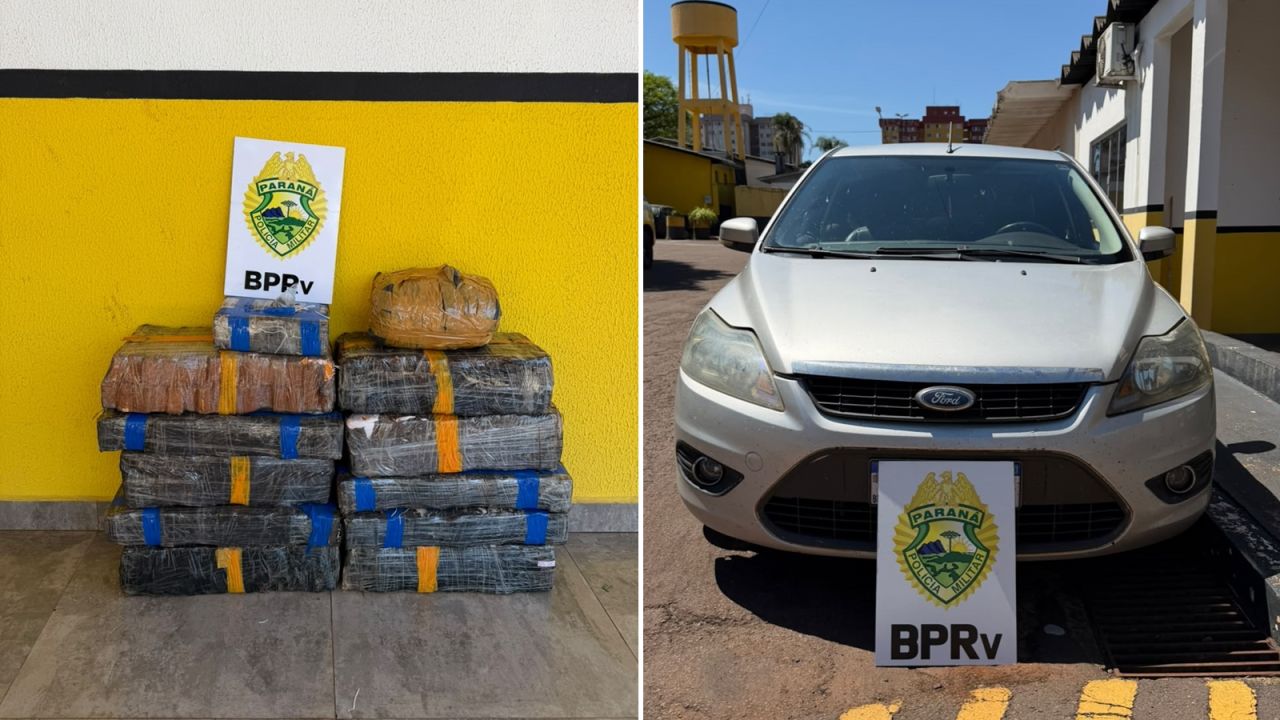 Motorista foge da polícia, abandona carro e é preso com 166 kg de drogas em Toledo