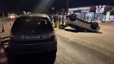 Violenta colisão de trânsito seguido de capotamento é registrado na rodovia BR 277 em Santa Teresa d’Oeste
