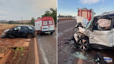 Colisão entre quatro veículos deixa duas pessoas feridas na PR-239, entre Toledo e Assis Chateaubriand