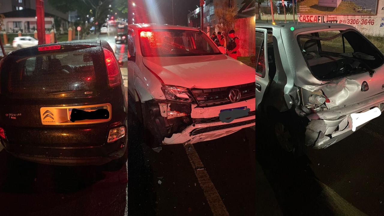 Motorista é preso após acidente com três veículos e teste de bafômetro apontar influência de álcool em Cascavel