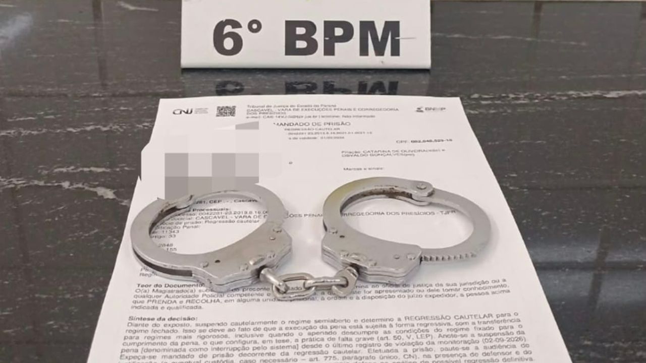 Homem com mandado de prisão é detido após roubo em residência em Cascavel