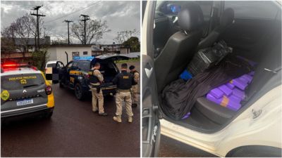 PRF e PM prendem homem sem CNH e apreendem 156,9 kg de maconha após perseguição em Cascavel
