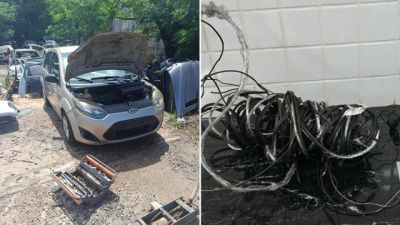 PM apreende veículo com registro de apropriação indébita e prende homem com fios de cobre em Cascavel