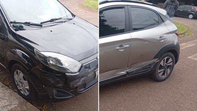 Ford Fiesta é recolhido após colisão com HB20 na Rua Tomé de Souza, em Cascavel