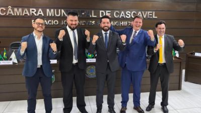 Imagem referente a notícia: Tiago Almeida é reeleito presidente da Câmara de Cascavel para o biênio 2027/2028