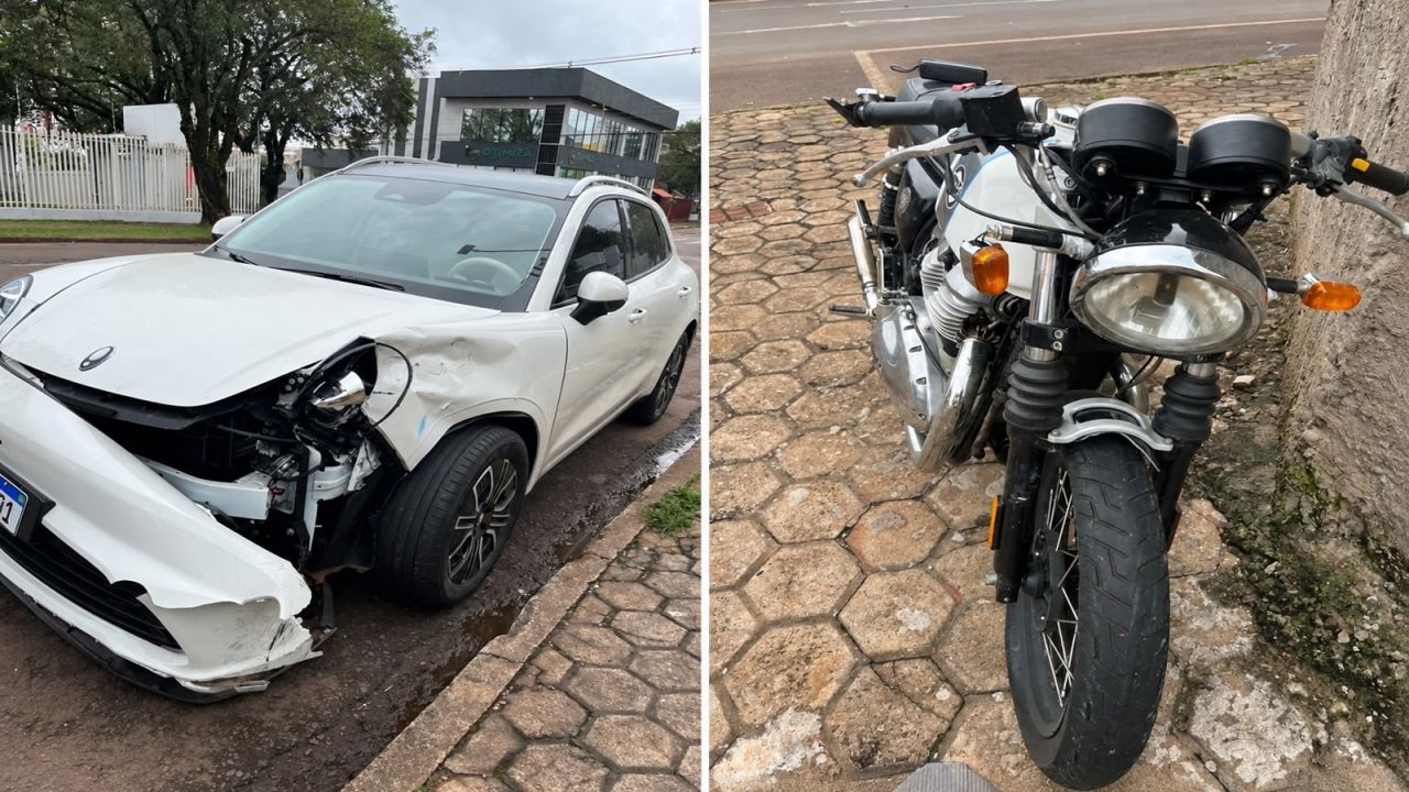 Motociclista fica ferido após colisão com carro no Centro de Cascavel