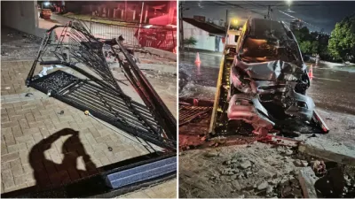 Homem é preso após bater carro contra muro e fugir a pé no bairro Santa Cruz, em Cascavel