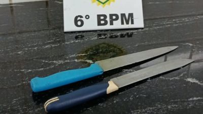 Homem é preso após ameaça de morte com facas durante discussão familiar no Bairro Floresta, em Cascavel