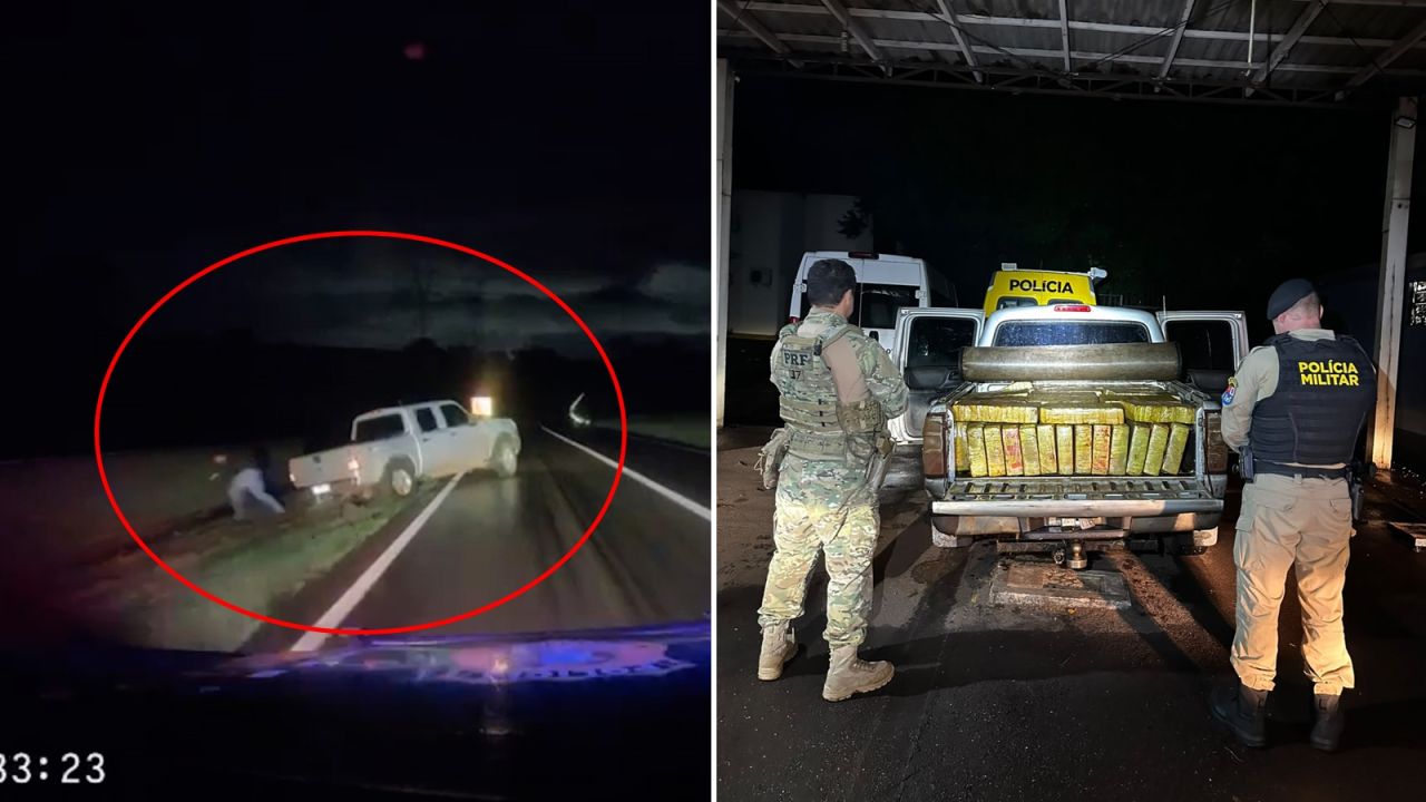 PRF e PM apreendem quase 1 tonelada de maconha em veículo clonado na BR-163, em Toledo