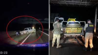 PRF e PM apreendem quase 1 tonelada de maconha em veículo clonado na BR-163, em Toledo
