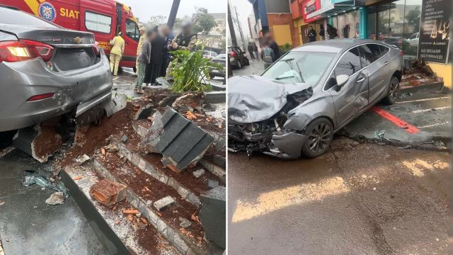 Violenta colisão transversal deixa veículos danificados e mulher ferida no Centro de Cascavel