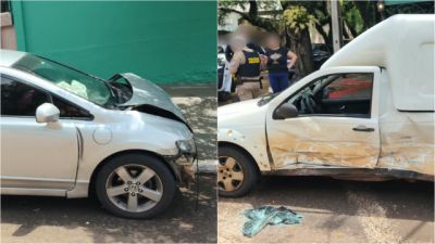 Colisão entre Honda Civic e Fiat Strada deixa passageira ferida no Centro de Cascavel