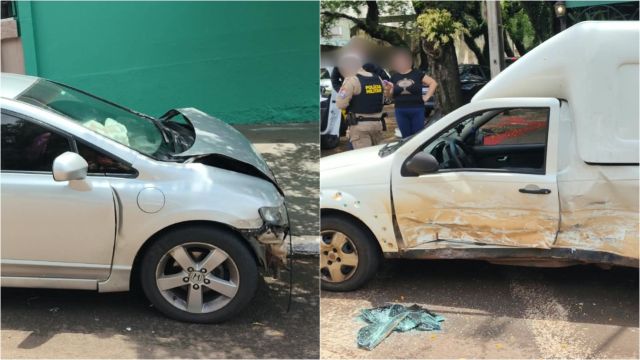 Colisão entre Honda Civic e Fiat Strada deixa passageira ferida no Centro de Cascavel