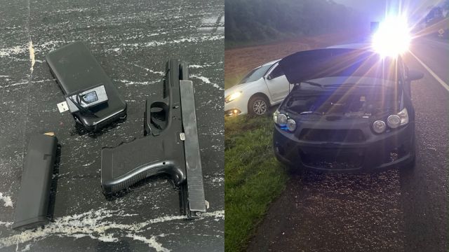 PRF intervém em abordagem criminosa, prende homem e apreende arma de fogo em Céu Azul