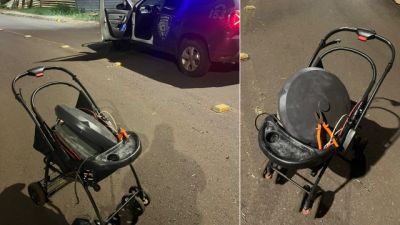 Dupla é presa com luminárias e fios furtados do Ecoparque do Bairro Santa Felicidade