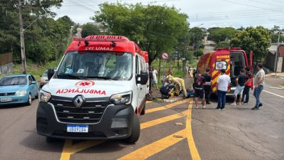Acidente entre motocicletas deixa dois feridos no Bairro Brasília, em Cascavel