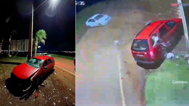 Homem é preso após colisão entre veículos na Estrada Alto São Salvador, em Cascavel; Veja o momento da batida
