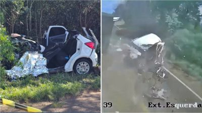 Homem de 44 anos morre em violenta colisão frontal entre carro e bitrem na PR-218, entre Arapongas e Sabáudia