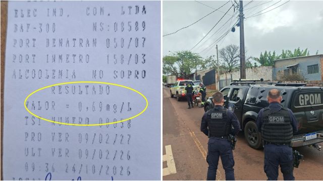 Motociclista sem CNH é detido por embriaguez durante abordagem na região Norte de Cascavel