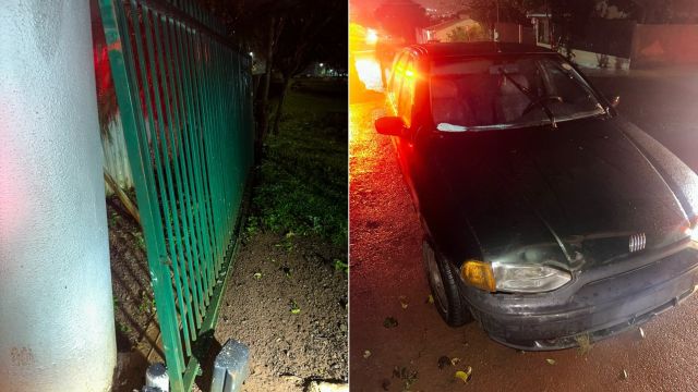 Mulher é presa após colidir carro propositalmente contra portão de unidade da PM em Cascavel