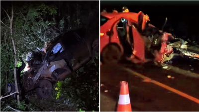 Cinco pessoas morrem em colisão frontal e motorista bêbado é preso pela PRF após fugir do local no Paraná