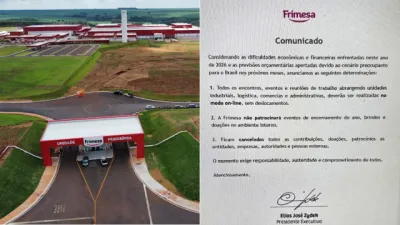 Frimesa corta gastos e suspende patrocínios, doações e eventos internos