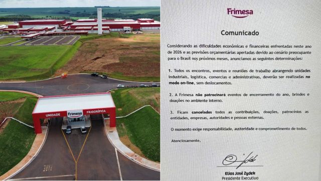 Frimesa corta gastos e suspende patrocínios, doações e eventos internos