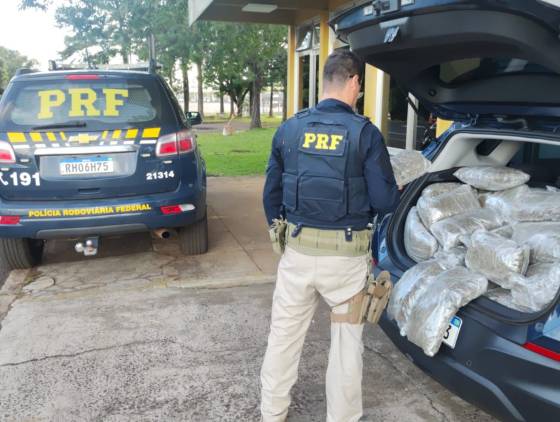 PRF apreende 100 kg de maconha "capulho" em veículo na BR-277  em Laranjeiras do Sul