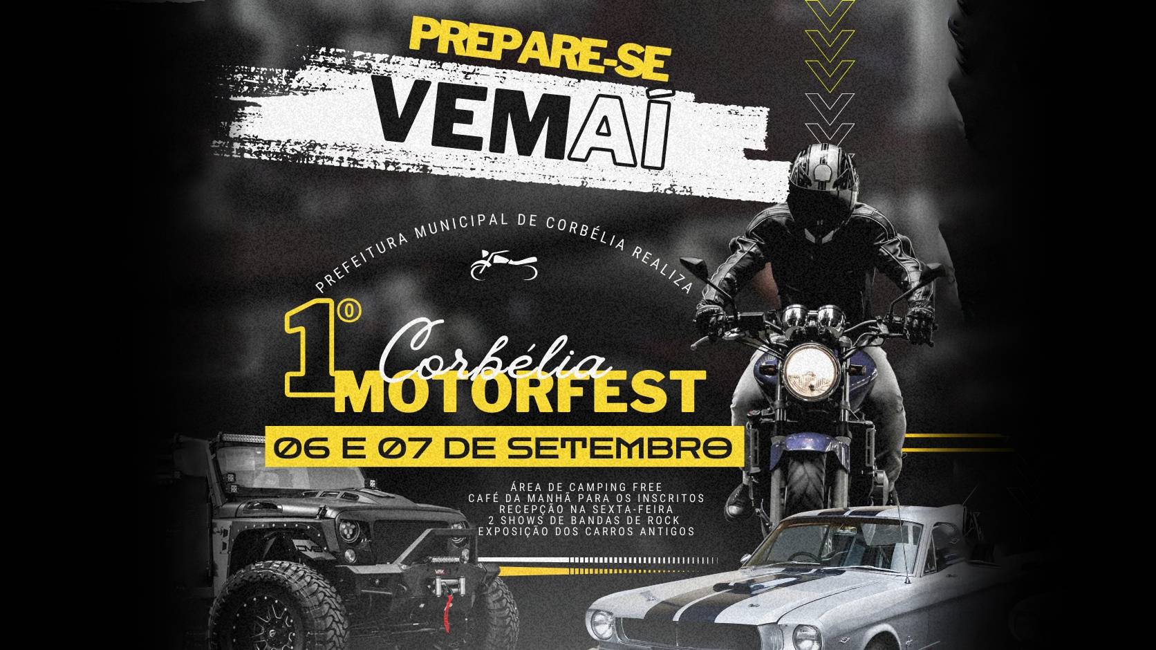 Corbélia ruge com motores: 1º Motorfest promete shows, exposição, música, carros clássico e camping