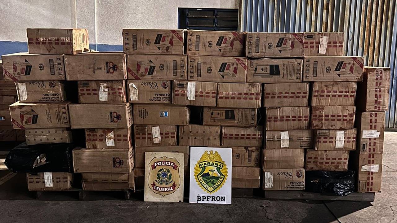 BPFRON e Polícia Federal apreendem cigarros contrabandeados na cidade de Santa Helena