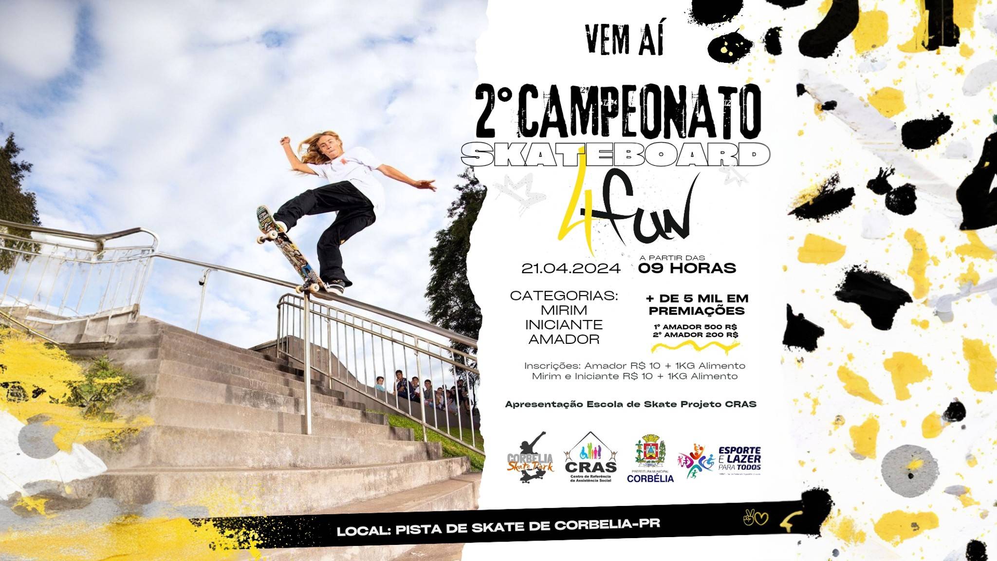 2º Campeonato de Skateboard 4fun agita a Praça Paraguai em Corbélia