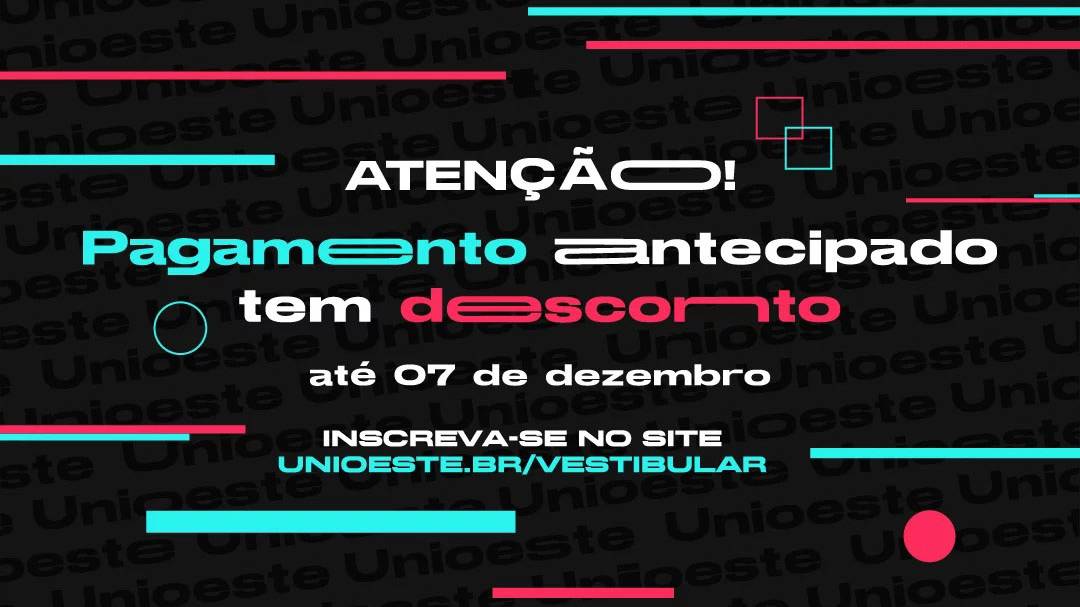 Desconto na inscrição para o vestibular da Unioeste vai até 7 de dezembro