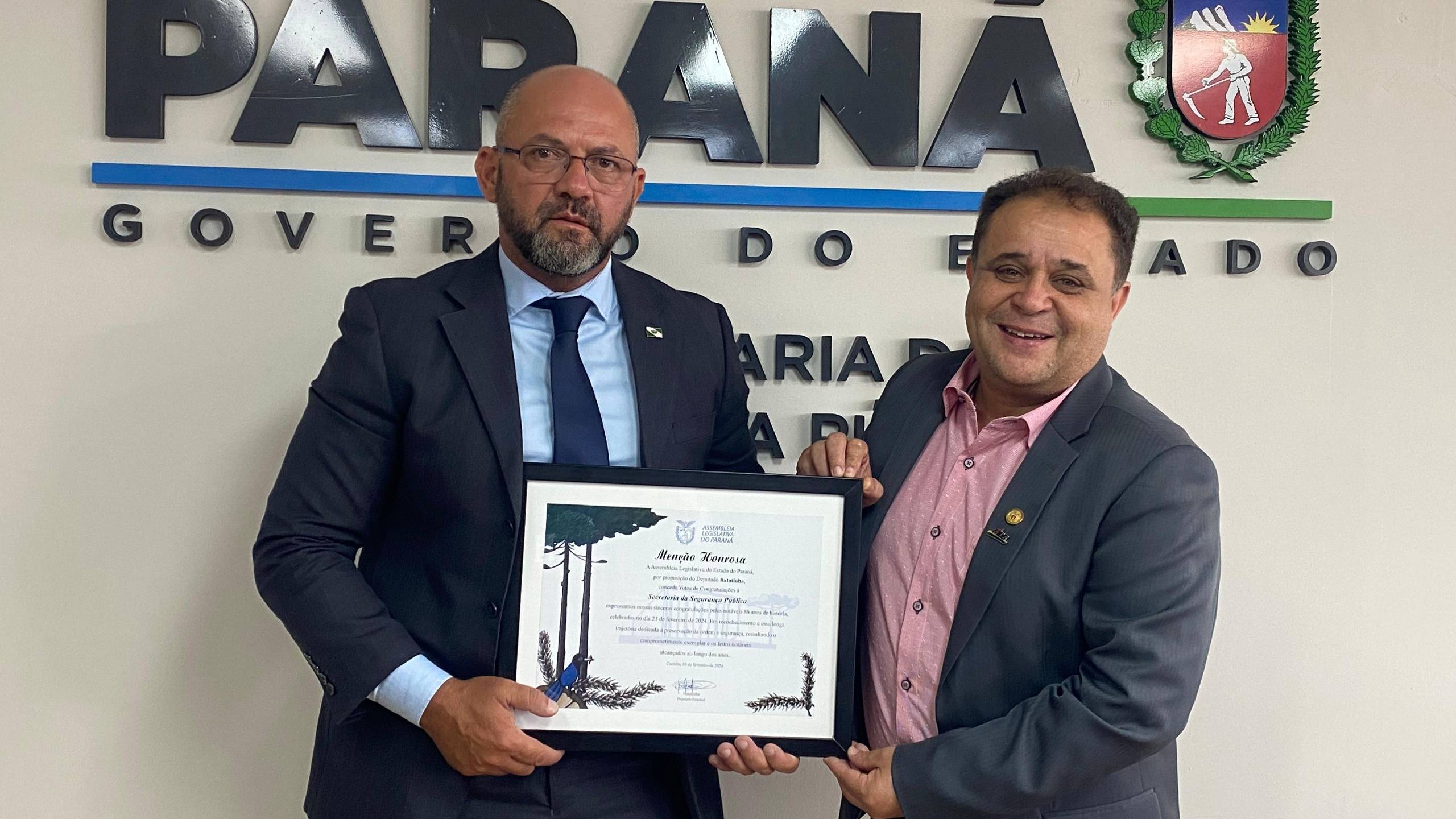 Secretaria de Estado da Segurança Pública recebe Menção Honrosa pelos 86 anos de fundação no Paraná