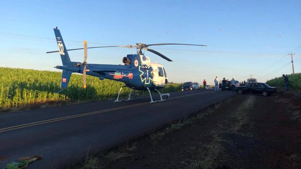 Seis pessoas ficam feridas em grave acidente na PR-488 e uma delas é socorrida de Helicóptero