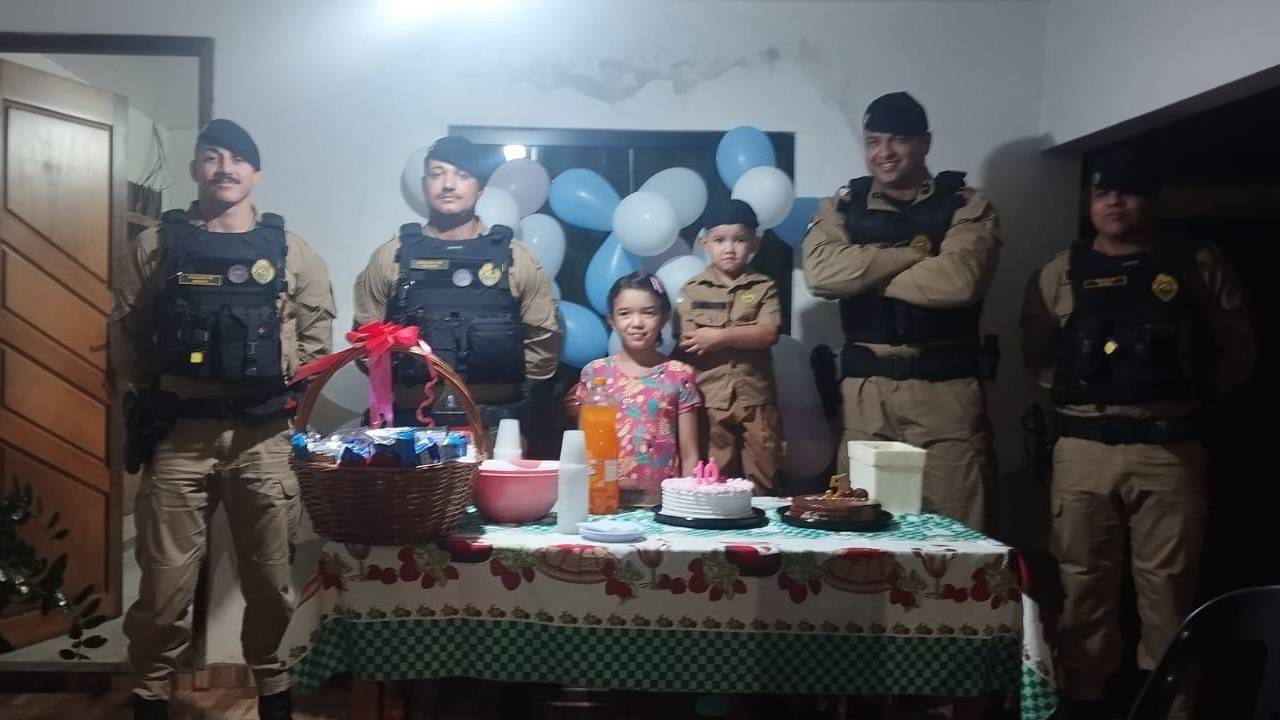 31º Batalhão de Polícia Militar participa de aniversário de menino de 6 anos em Assis Chateaubriand