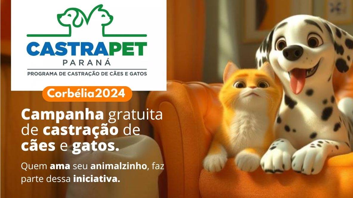 Corbélia realizará castração gratuita de 300 cães e gatos; Saiba como cadastrar seu pet