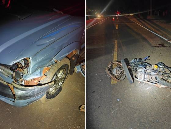 Motociclista fica ferido após colisão frontal na PR-488, no trecho que liga Céu Azul a Santa Helena